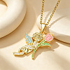 Brass Enamel Pendant 201 Stainless Steel Cable Chain Necklaces for Women WG0A1E8-02-1