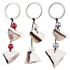 3Pcs Natural Shiva Eye Shell & Acrylic Imitation Pearl Pendant Keychain KEYC-JKC00990-1