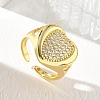 Brass Micro Pave Cubic Zirconia Cuff Open Rings for Women CU-CBA760A-13C-G-2