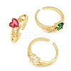 Mother's Day Brass Pave Cubic Zirconia Cuff Open Rings CU-CBACDF6-06G-2