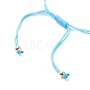 Natural Agate & Brass Clover Beaded Cord Bracelet BJEW-JB08366-6