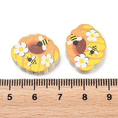 Printed Poplar Wood Beads WOOD-Z008-01M-1