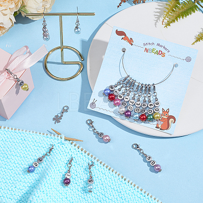 Acrylic Imitation Pearl Beaded Pendant Stitch Markers HJEW-AB00331-1