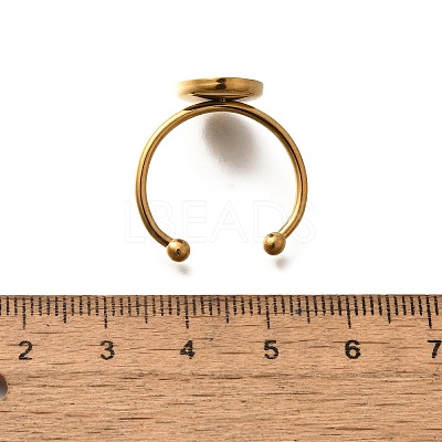 304 Stainless Steel Open Cuff Ring Components STAS-M057-01E-G-1