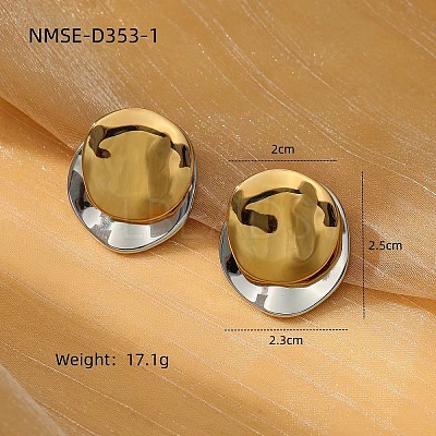 304 Stainless Steel Two Tone Stud Earrings FS-WG8A1D7-06-1