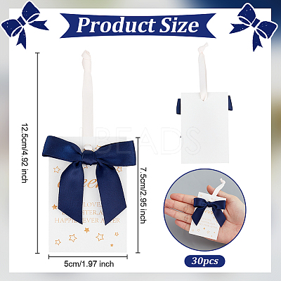 30Pcs Polyester Bowknot & Paper Card Pendant Decoration HJEW-OC00028-03-1