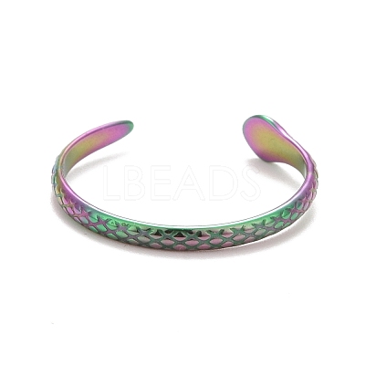 Ion Plating(IP) Rainbow Color 304 Stainless Steel Snake Wrap Open Cuff Ring for Women RJEW-C025-17M-1