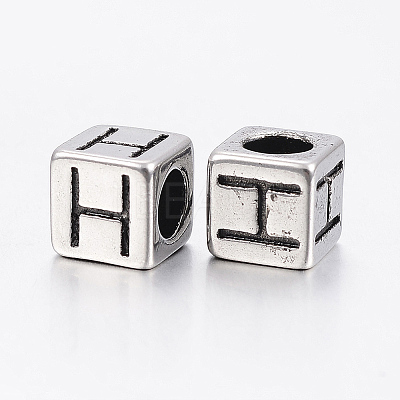 304 Stainless Steel Large Hole Letter European Beads LS-STAS-H428-01AS-H-1