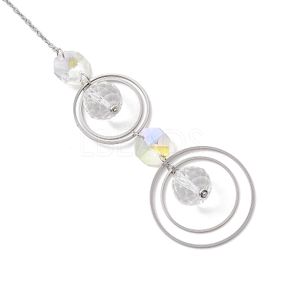 Glass Beads & Brass Hanging Suncatchers HJEW-JM04748-1