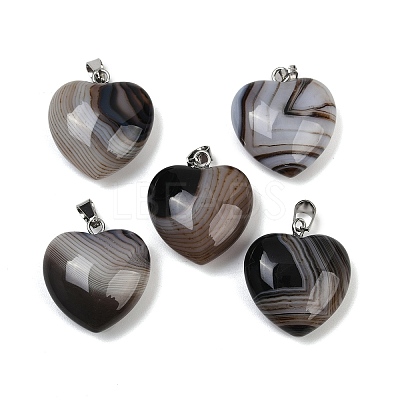 Dyed Natural Banded Agate Pendants G-G202-08B-1