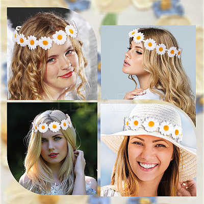 2Pcs Cloth Small Sunflowe Wreath Headband OHAR-CP0001-20B-1