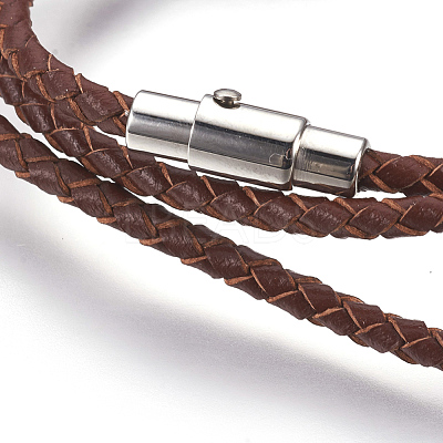 Leather Braided Cord Wrap Bracelets/Necklaces BJEW-JB03919-02-1