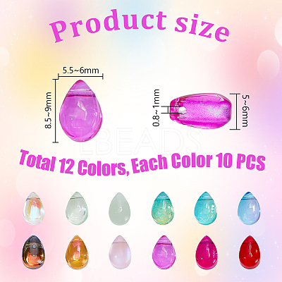 120Pcs 12 Colors Transparent Glass & Lampwork Beads Sets GGLA-GA0001-05-1