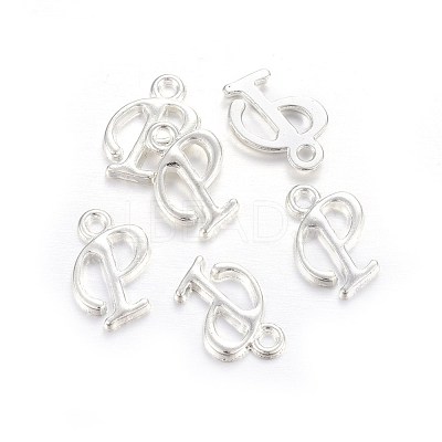Silver Color Plated Alloy Letter Pendants PALLOY-J718-01S-P-1