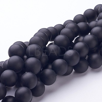 Natural Black Agate Beads Strands G-D543-12mm-1
