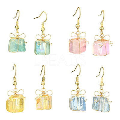 4 Pairs Natural Quartz Dangle Earrings for Women EJEW-TA00561-1