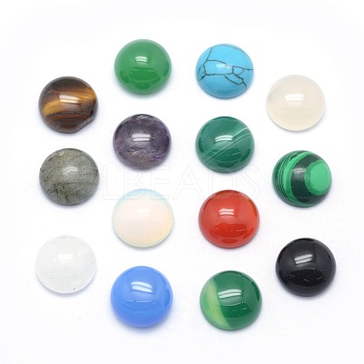 Natural & Synthetic Mixed Gemstone Cabochons G-P393-R-4mm-1