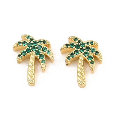 Brass Micro Pave Green Cubic Zirconia Beads CU-CBAD306-01G-1