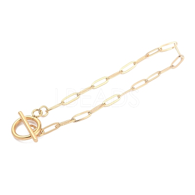 Ion Plating(IP) 304 Stainless Steel Paperclip Chain Bracelets BJEW-O186-02G-1