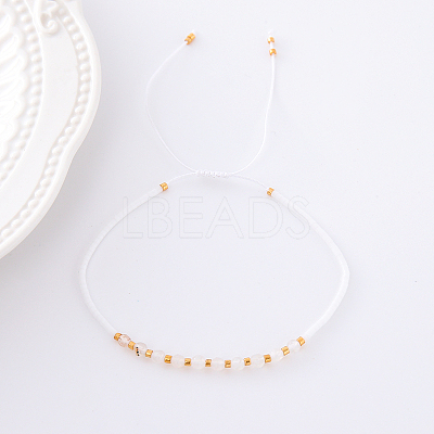 2mm Faceted Opalite Beaded Braided Adjustable Bracelets for Women PF2854-5-1