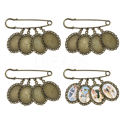 4Pcs Steel with Zinc Alloy Brooch Base Settings JEWB-UN00013-1
