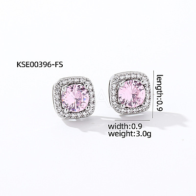 Elegant Zircon Square Stud Earrings for Women TY1635-7-1