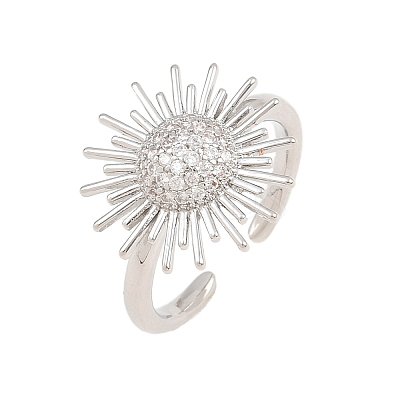 Sun Brass Micro Pave Cubic Zirconia Cuff Open Rings for Women CU-CBA0A21-05P-1