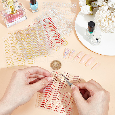 12Pcs 6 Colors Imitation Metal Line Nail Art Stickers MRMJ-OC0003-93-1