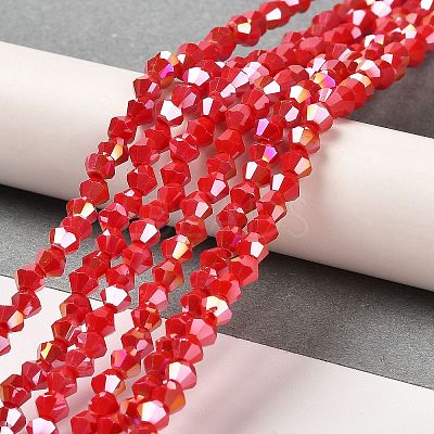 Opaque Solid Color Electroplate Glass Beads Strands GLAA-F029-P4mm-A02-1