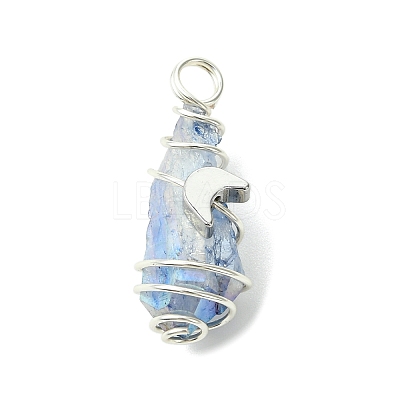 2Pcs Electroplated Natural Quartz Crystal Dyed Copper Wire Wrapped Pendants PALLOY-JF03168-02-1