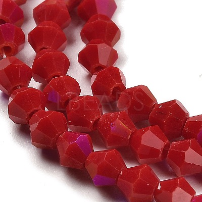 Opaque Solid Color Electroplate Glass Beads Strands EGLA-A039-P4mm-L01-1