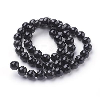 Natural Obsidian Beads Strands X-G-G099-8mm-24-1
