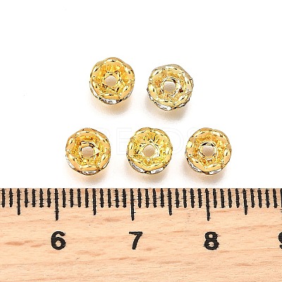 Brass Rhinestone Spacer Beads RB-A014-L6mm-01G-NF-1