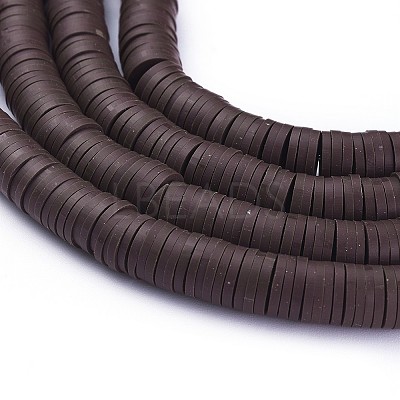 Flat Round Handmade Polymer Clay Bead Spacers CLAY-R067-4.0mm-38-1