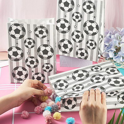 15Pcs Football Print Paper Cady Bags ABAG-TA0002-33B-1