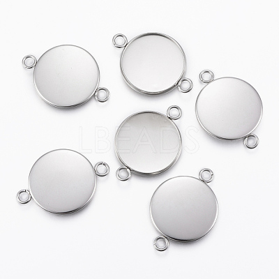 Tarnish Resistant 304 Stainless Steel Cabochon Connector Settings STAS-E146-19P-20mm-1