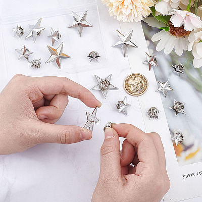 18Pcs 3 Styles Pentagram Alloy Brooches JEWB-GA0001-35P-1