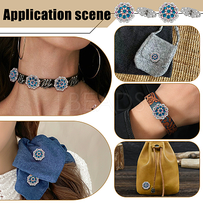20Pcs Flower Zinc Alloy & Rhinestone & Glass Rivets BUTT-NB0001-84A-1