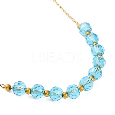 Ion Plating(IP) Crucifix Cross 304 Stainless Steel Rosary Bead Necklaces NJEW-M075-03G-05-1