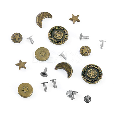 50Pcs 5 Styles Alloy River Studs FIND-TA0009-69-1