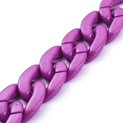 Handmade Opaque Acrylic Curb Chains AJEW-JB00564-03-1