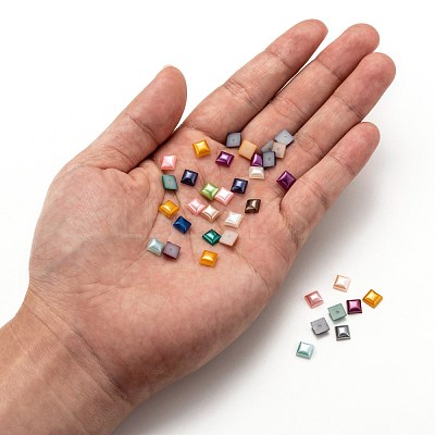 ABS Plastic Imitation Pearl Cabochons SACR-R748-6x6mm-M-1
