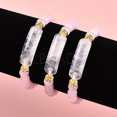Natural Rose Quartz Beads Stretch Bracelets BJEW-T022-04N-1