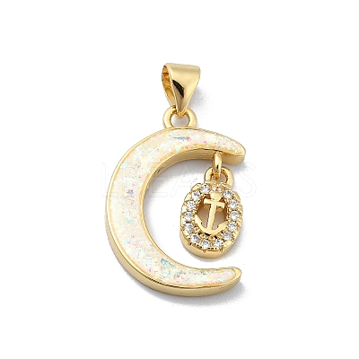Brass Micro Pave Clear Cubic Zirconia Pendants KK-A221-18C-G-1