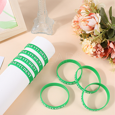 Word Star Student Silicone Cord Bracelet Wristband BJEW-WH0018-49D-1