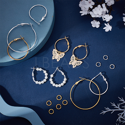 48 Pairs 4 Style Iron Hoop Earring Findings IFIN-CA0001-56-1