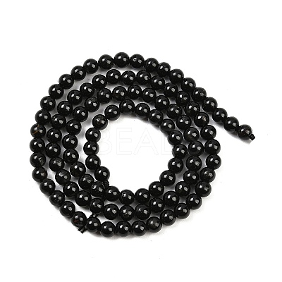 Natural Black Tourmaline Beads Strands G-G763-01-4mm-AB-1