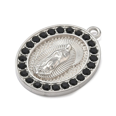 304 Stainless Steel & Rhinestone Pendants STAS-G371-09E-02P-1