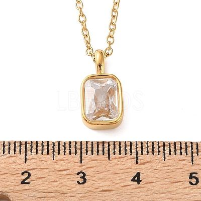 304 Stainless Steel Pave Clear Cubic Zirconia Geometric Pendant Necklaces for Women SA-CBA8C9C-11A-G-1