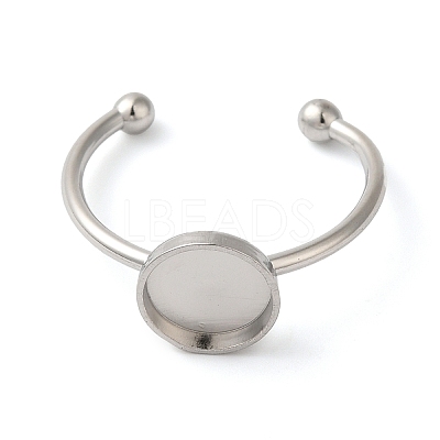 Non-Tarnish 304 Stainless Steel Open Cuff Ring Components X-STAS-I306-05B-P-1